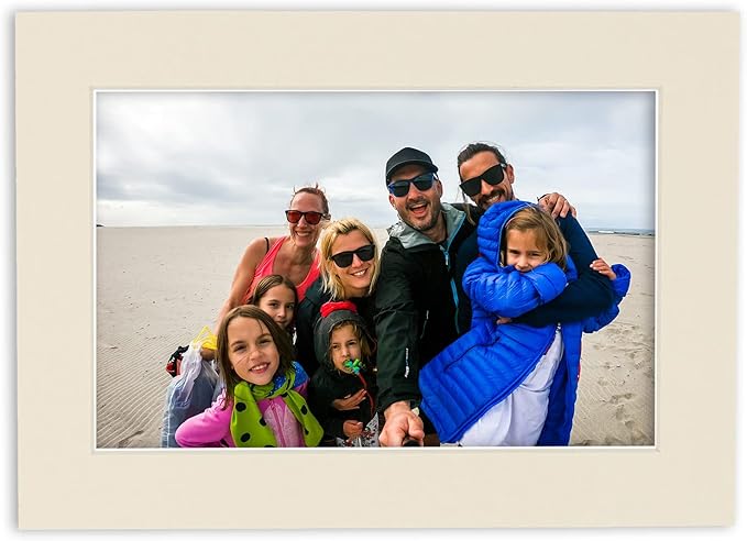 6x8 Mat for 8x10 Frame - Precut Mat Board Acid-Free Textured Cream 6x8 Photo Matte Made to Fit a 8x10 Picture Frame, Premium Matboard for Family Photos, Show Kits, Art, Picture Framing, Pack of 1 Mat