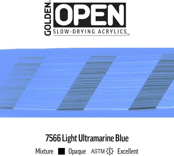 OPEN Slow-Drying Acrylics by GOLDEN, Light Ultramarine Blue, 5 fl oz. tube, Professional Acrylic Paint, Opaque