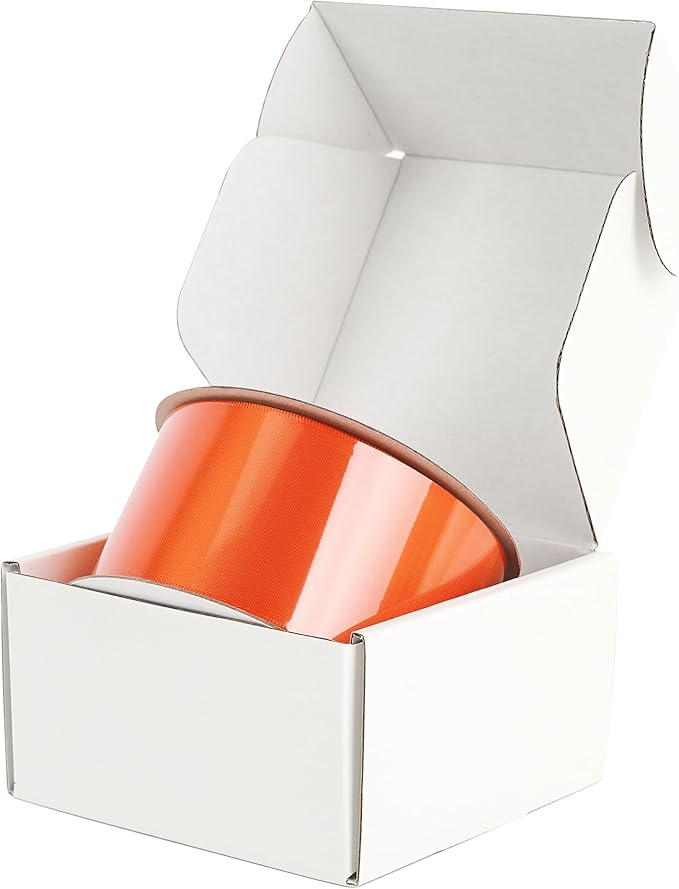 HUIHUANG Orange Satin Ribbon 2 inch Wide Double Faced Satin Ribbon Orange Ribbon for Gift Wrapping, Bows Making, Flower Bouquet, DIY Crafts, Wedding, Holiday Party Decor -25 Yards/Roll