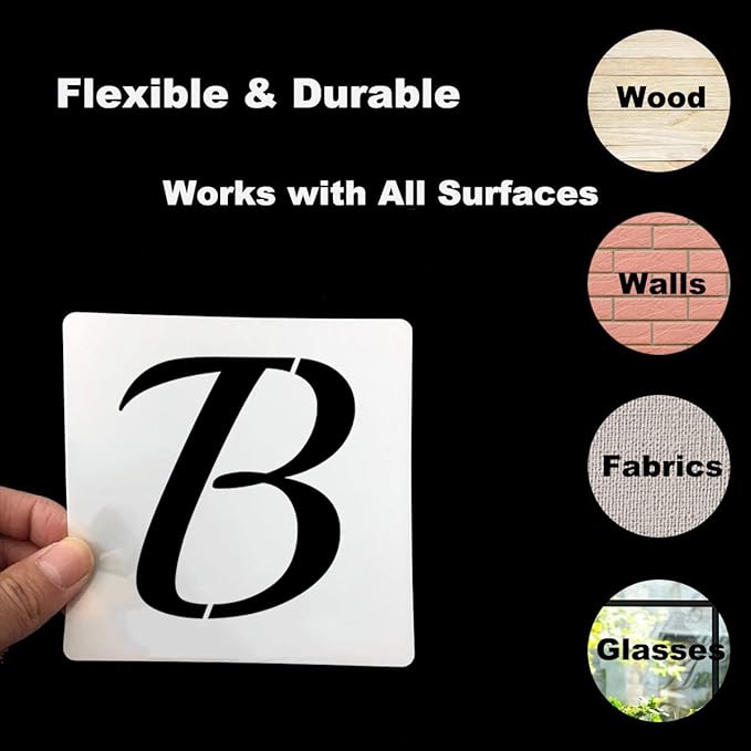 2 Inch Alphabet Letter Stencils for Painting - 70 Pack Letter and Number Stencil Templates with Signs for Painting on Wood, Reusable Cursive Letters Stencils for Chalkboard Wood Signs & Wall Art