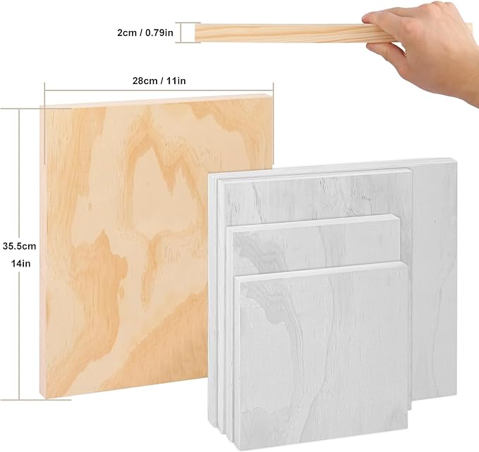 6 Pack 11 x 14 Inch Unfinished Wood Panels, Wooden Panel Boards for Painting, Crafts, and Home Decor