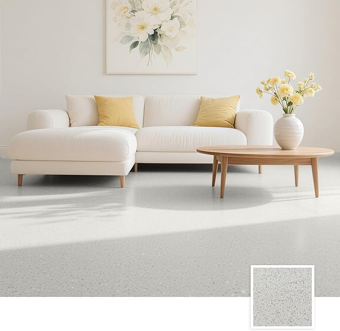 Epoxy Colored Sand Floor Paint, Epoxy Floor Paint High Gloss Marble Effect Coating for Indoor and Outdoor, Wear-resistant and non-slip Self-leveling Coating Yellow 105OZ(3KG)