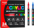Acrylic Paint Markers Pens, 24 Vivid Colors Acrylic Markers Set,Direct Liquid Type, Stackable Color, Odorless Soft Head，Markers for School，Tooli Art ，Fabric & Creative Crafts (24)