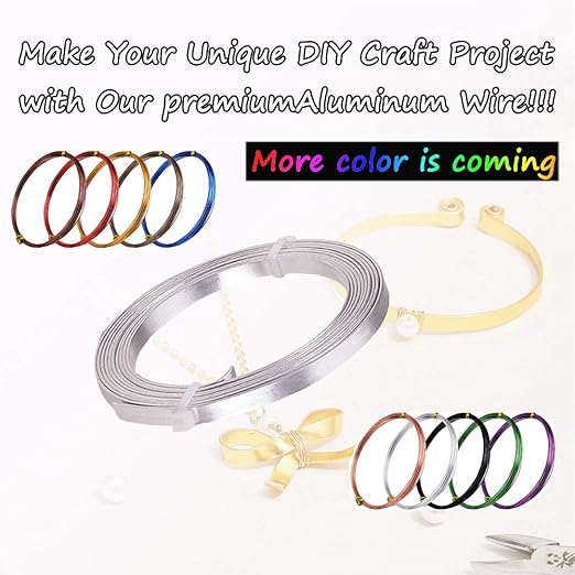 Flat Aluminum Wire Bendable Flat Wire for Crafts 5mm Metal Strips for DIY Jewelry Making Bezel Sculpting Armature 18Gauge 6.5Feet/Roll 2Rolls (5mm Wide, Silver, 2)