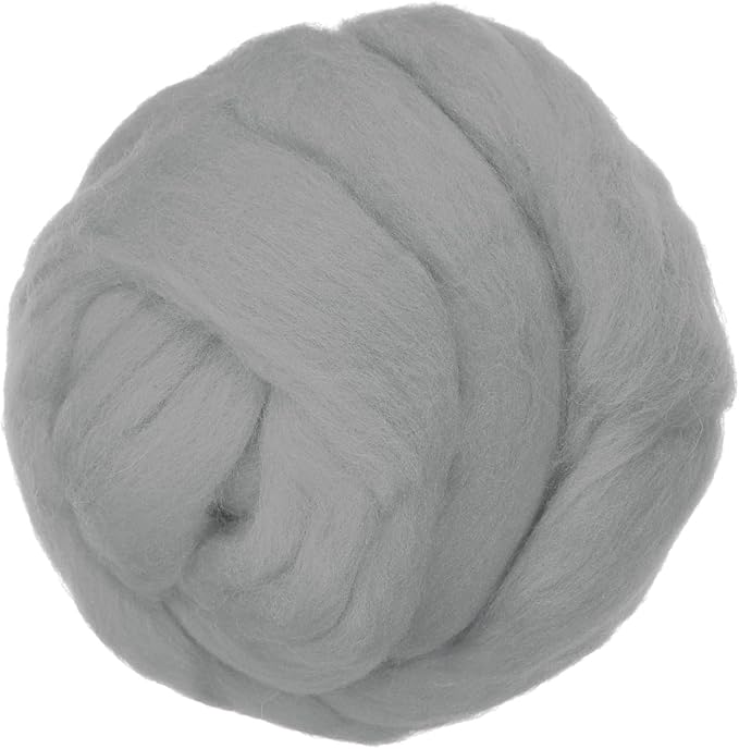 PATIKIL Wool Roving Yarn, 250G/8.8OZ Felting Wool Pure Roving Yarn, Light Gray