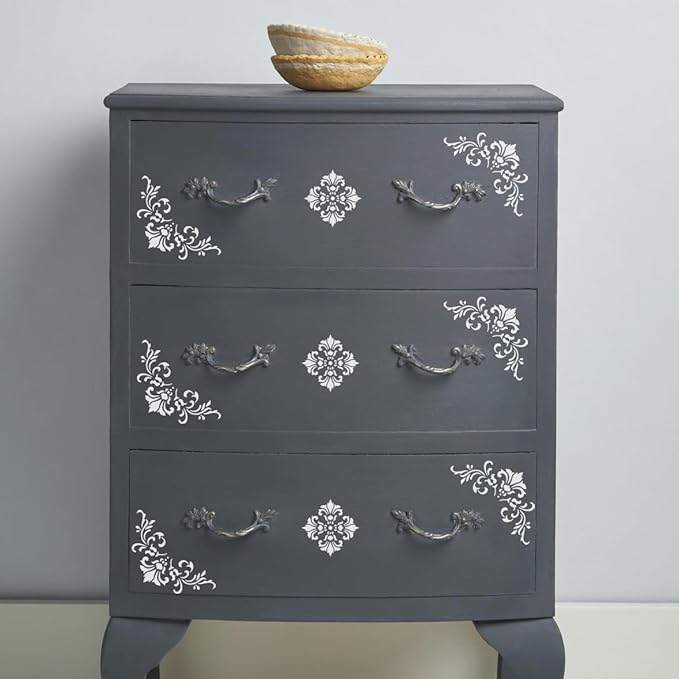 Damask Stencils for Walls 12inch Damask Stencil Large Texture Stencils for Painting on Wood Furniture Canvas Paper Fabric