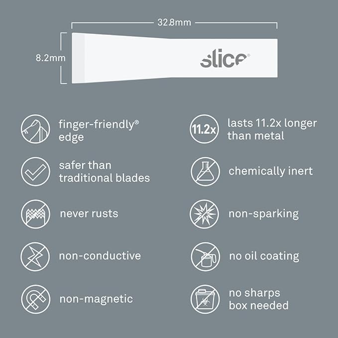Slice 10534 Chisel Blade, Finger-Friendly Edge, Safer Choice, Never Rusts, Lasts 11x Longer Than Metal, Precision Scraping, Scratchboard Art, Sculpting