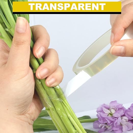4Packs Clear Floral Tape - 1/4 inches Wide Floral Vase Tape, Clear Waterproof Floral Tape for Fresh Flower Bouquets and Flower Arrangements Crafts (0.25inch*4Packs), 0.25inch*4Pack