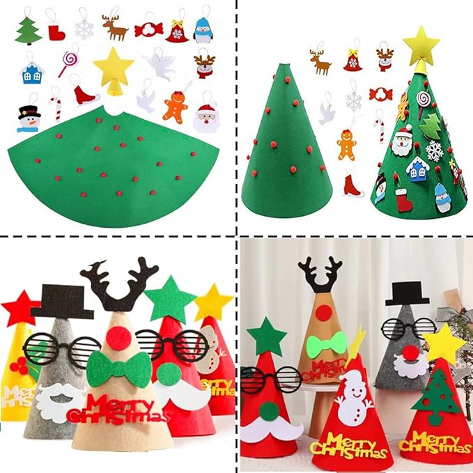 24 Pcs Felt Sheets for Crafts, 8 X 12 Inch Christmas Red Yellow White Fabric, 1mm Thick A4 Stiff Sheets for Patchwork