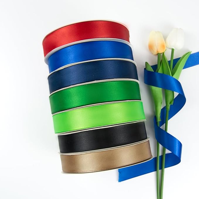 1 Inch 100 Yards Satin Ribbon Black, Solid Color Fabric Ribbon for Gift Wrapping, Wedding, Polyester Gift Ribbon for Birthday Party Decoration, Craft, Hair, Floral, Sewing