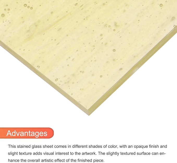 MECCANIXITY 2 Pcs Stained Glass Sheet Mosaic Tile 7.9 Inch x 5.9 Inch Apricot Stained Glass Sheets for Crafts DIY Art Project