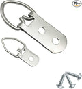 70 Pack D-Ring Steel Picture Hangers Heavy Duty with Screws Picture Frames Double Holes Clasp Picture Hang Solutions, for Hanging Clock Paintings Artwork Picture Frame Hook Photos Mirrors
