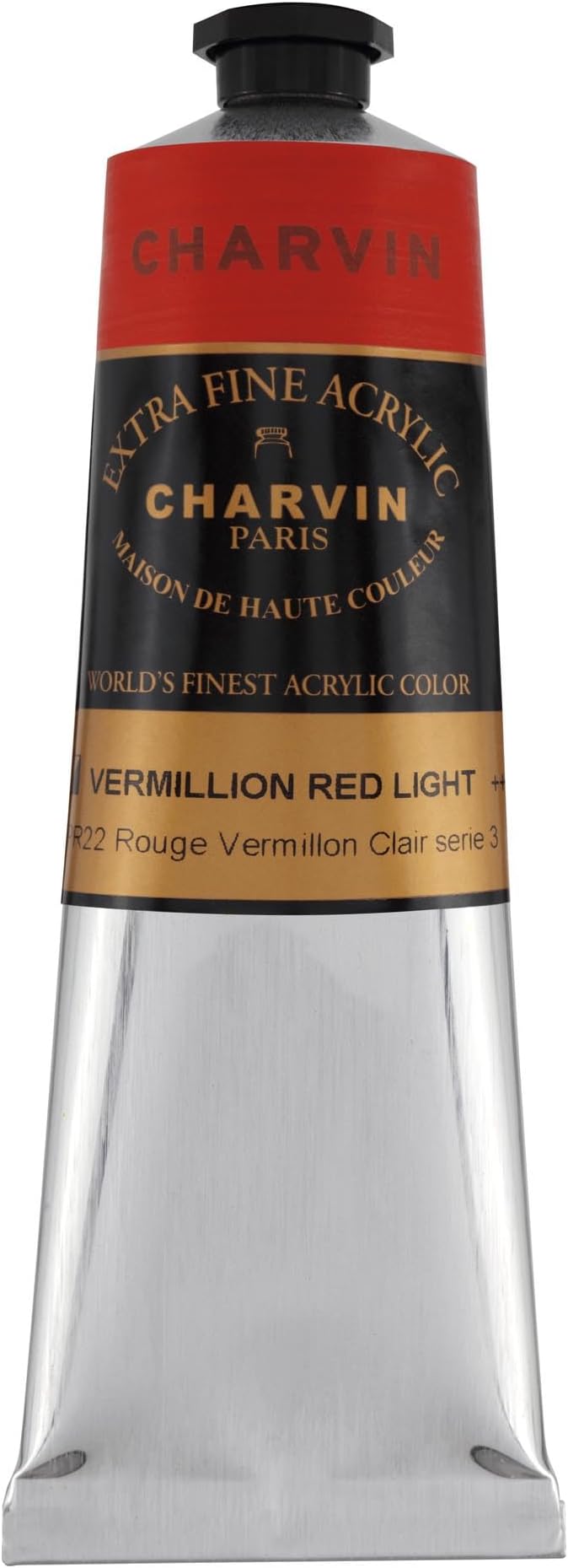 Charvin Extra Fine Professional Acrylic Paint - Vermilion Red Light, 60ml Tube, Triple-Milled, Lightfast Pigments, Open Stock Artist Acrylic Paints in Nature-Inspired Hues