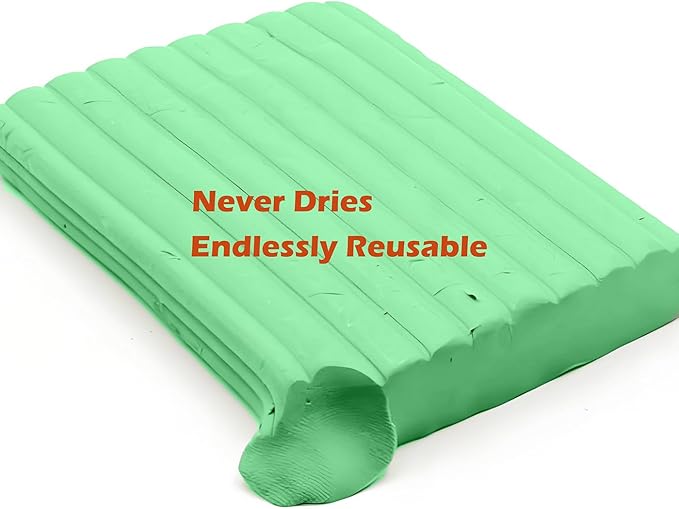 ReArt Non-Drying Oil-Based Plasticine Modeling Clay 2.6 Pounds, Non Hardening Reusable Non Toxic No Bake Professional Oil Base Sculpting Clay (Green)