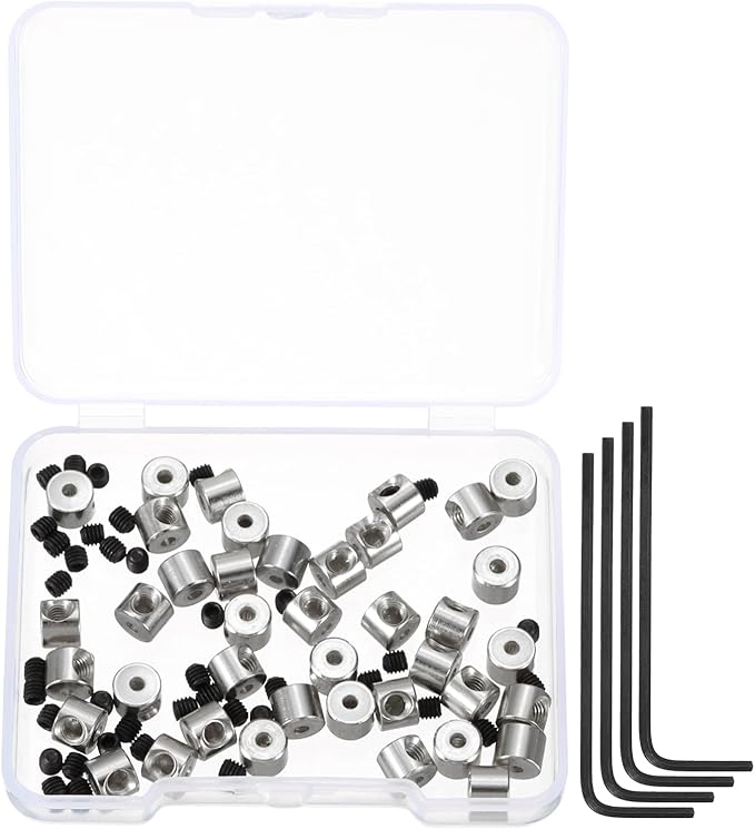 MECCANIXITY 40 Pcs Metal Locking Pin Backs, Locking Pin Keepers Clasp 5mm(H) with 4 Wrench Replacement in Storage Case for Badge, Brooch, Silver Tone