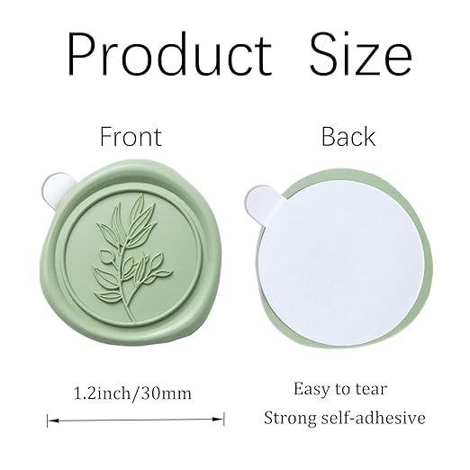 PONATIA Sage Green Wax Seal Stickers - 50 Pcs Self- Adhesive Wedding Invitation Seal Stickers, Perfect for Invitation Cards, Envelopes, Christmas Cards, Gift Wrapping, Party Menu Décor