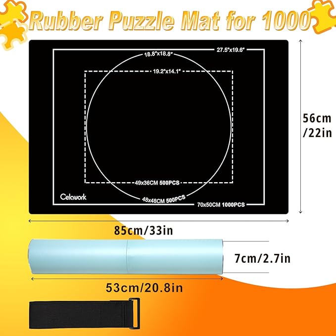 Rubber Jigsaw Puzzle Mat 1000 Pieces | 20" x 27"Puzzle Mats Roll Up | Jigsaw Puzzle Mats for Adult Puzzles Storage and Saver | Work with Puzzle Board and Puzzle Table