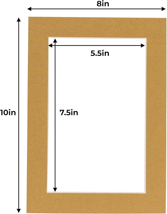 6x8 Mat for 8x10 Frame - Precut Mat Board Acid-Free Show Kit with Backing Board, and Clear Bags Rattan Beige 6x8 Photo Matte Made to Fit a 8x10 Picture Frame Matboard for Framing, Pack of 25 Mats