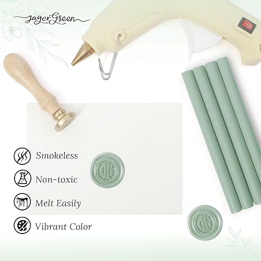 Green Wax Seal Sticks, 8 Pack, Perfect for Wedding Invitations, Envelopes, Cards & More