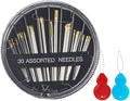 Eketirry Premium Hand Sewing Needles，4 Pack 30-Count Assorted Needles for Sewing Repair, 6 Different Sizes Sewing Needles with 2 Threaders (Black,4)