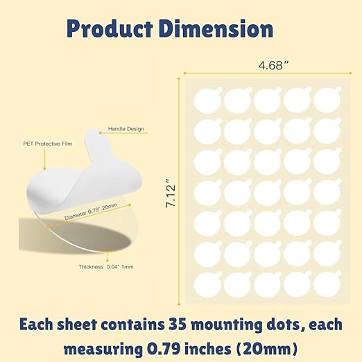 350 pcs Double Sided Sticky Dots –Easy to Peel Sticky Dots,Clear Removable Sticky Tack Double Sided Tape Dots for Crafts, Posters, Balloons, and DIY Projects