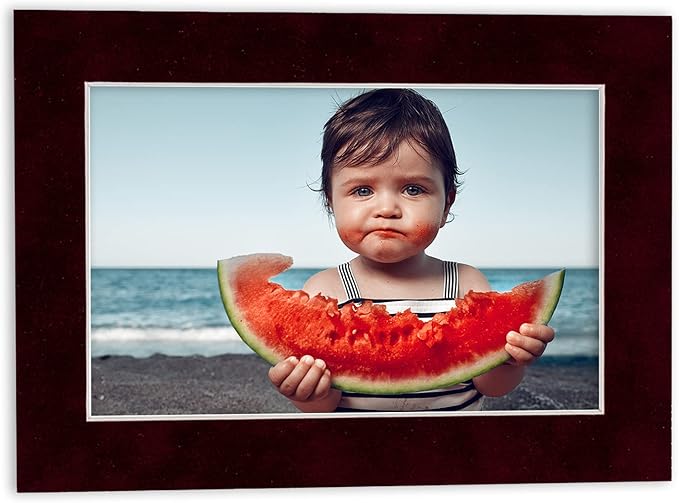 Pack of Ten Acid Free 11x14 Mats Bevel Cut for 8.5x11 Photos - Dark Red Suede Precut Matboards With Backing Boards and Self Seal Photo Mat Bags For Pictures, Photos, Framing - 4-ply Thickness