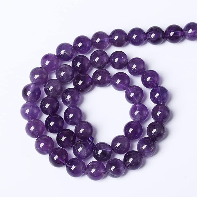 8mm 45pcs Natural Amethyst AAAAA Purple Crystal Quartz Beads Gemstones Round Stone Beads for Jewelry Making DIY Women's Bracelet Necklace Earrings