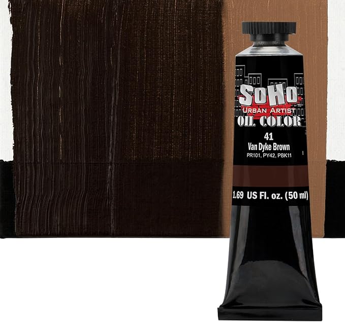 Soho Urban Artist Oil Paint - Van Dyke Brown, 50 ml Tube - Best Valued Oil Colors for Painting, Excellent Pigment Load