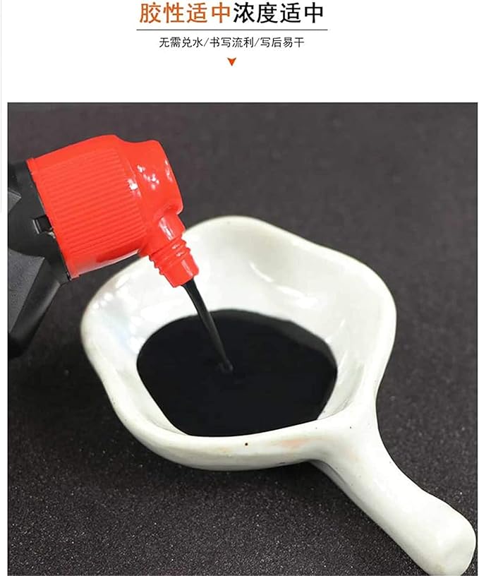 MEGREZ Yidege Practice Ink Chinese Brush Ink Sumi Ink for Beginner Practice Chinese Japanese Calligraphy Liquid Ink, Black - 250ml(8.8 OZ)/Bottle