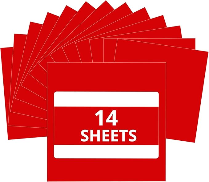 HTVRONT Red Permanent Vinyl - 14 Pack Glossy 12 ” x 12 ” Adhesive Sheets for Craft Projects, Party Decoration, Red Permanent Adhesive Vinyl for All Cutting Machine