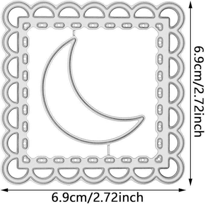 Cutting Dies Metal Stencils Scrapbooking Tools DIY Embossing Template for Paper Card Making Album Arts Crafts Supplies (Moon Frame-6.9x6.9cm)