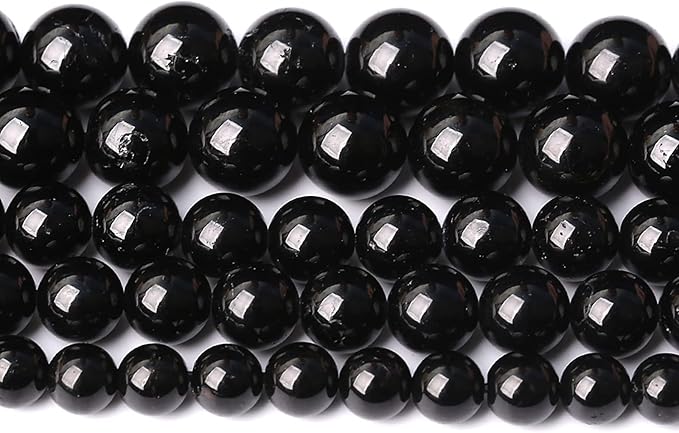 46pcs 8mm AAAA Natural Black Tourmaline Gemstone Beads Round Loose Beads for Jewelry Making DIY Bracelet Necklace