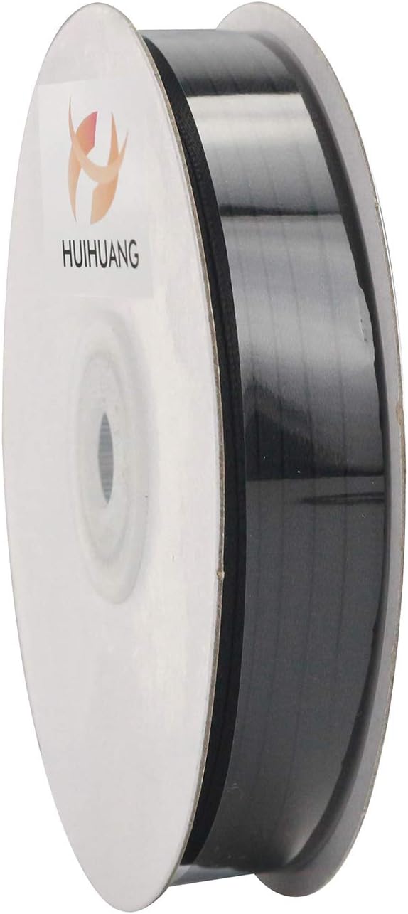 HUIHUANG Solid Color Satin Ribbon 1/8 inch x 100 Yards Roll Ribbon Thin Black Satin Ribbon for Crafts Sewing Gift Wrapping DIY Bows (Black)