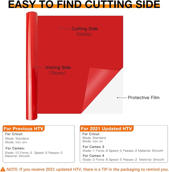 HTVRONT HTV Vinyl Rolls Heat Transfer Vinyl - 12" x 8ft Red HTV Vinyl for Shirts, Iron on Vinyl for All Cutting Machine - Easy to Cut & Weed for Heat Transfer Design (Red)