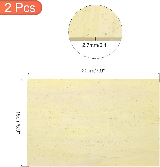 MECCANIXITY 2 Pcs Stained Glass Sheet Mosaic Tile 7.9 Inch x 5.9 Inch Apricot Stained Glass Sheets for Crafts DIY Art Project