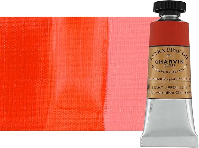 Charvin Extra Fine Oil Paint, Vermilion Light 20 ml - Triple-Milled, Rich Texture, Poppy Oil-Based, Light-Fast, Handmade, Archival Quality