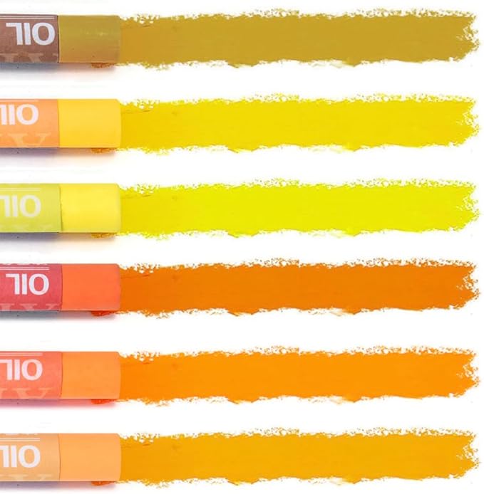Mifuner Soft Oil Pastels Set (6 Sticks,6 Colors),Colors Heavy Oil Pastels Vibrant and Creamy,Pastel Art Supplies for Artists,Gallery Oil Painting Stick,Beginners,Adult Art Drawing Yellow