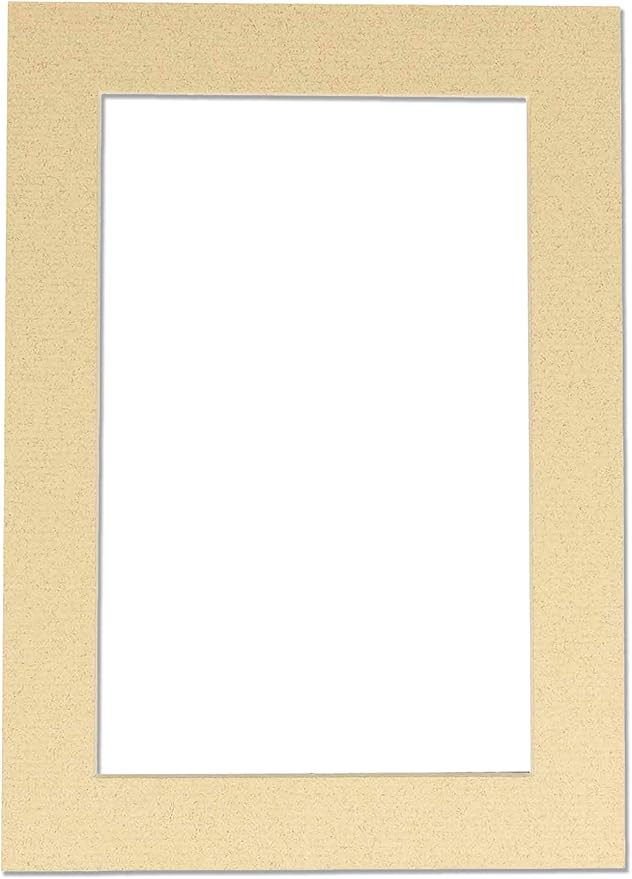 8.5x11 Mat Bevel Cut for 7x9 Photos - Acid Free Tan Precut Matboard With Backing Board and Crystal Clear, Self Seal Photo Mat Bag - For Pictures, Photos, Framing - 4-ply Thickness