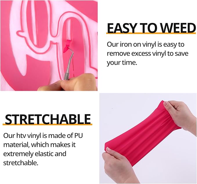 HTVRONT Pink Heat Transfer Vinyl Bundle - 10 Pack 12" x 10" HTV Vinyl for T-Shirt, Neon Pink Iron on Vinyl for All Cutting Machine or Heat Press Machine