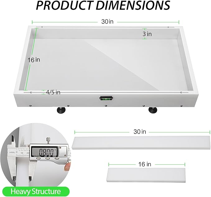 Large Reusable Epoxy Resin Mold 30×16×3 Adjustable Clamping System – Ideal Resin Molds for Coffee Tables, Trays, Cutting Boards & DIY Projects