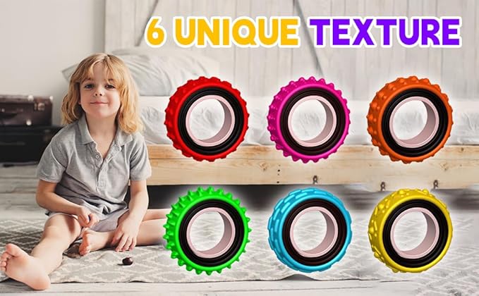 Fidget Toys Sensory Ring for Kids, Finger Spinner Rings Quiet Finger Spinne Fun Fidgets for Student Classroom Prize Stocking Stuffers (24PCS)