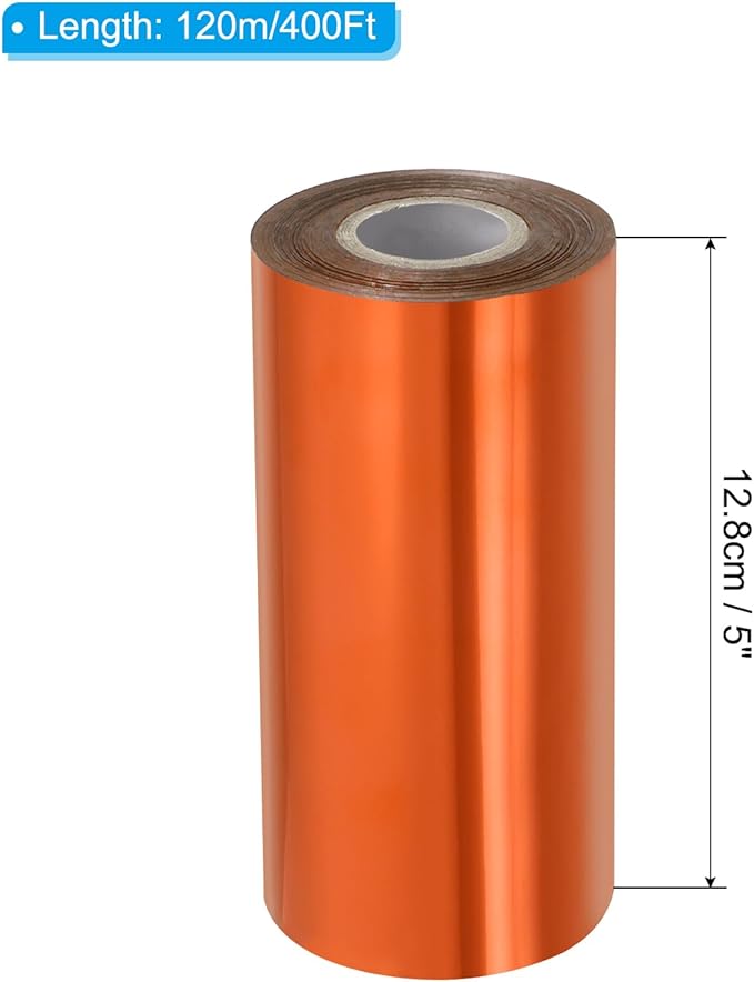 PATIKIL 5"x400Ft Hot Stamping Foil Paper, Heat Transfer Hot Stamping Paper Foil Roll for Leather DIY Logo Decor Craft Gift Package Scrapbook Card, Bronze
