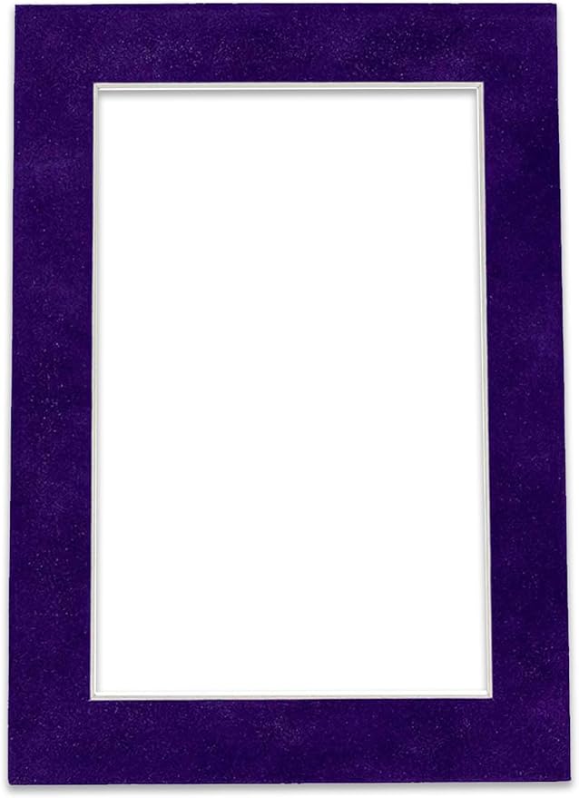 8.5x11 Mat Bevel Cut for 7x9 Photos - Acid Free Purple Crocus Suede Precut Matboard With Backing Board and Crystal Clear, Self Seal Photo Mat Bag - For Pictures, Photos, Framing - 4-ply Thickness