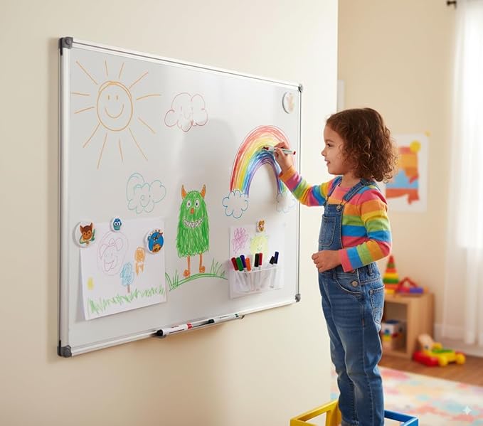36 x 24 inch Magnetic Dry Erase Board, DexBoard Mall-Mounted Aluminum Frame White Board with Pen Tray, Dry Erase Marker Whiteboard for Office, School and Home Usage