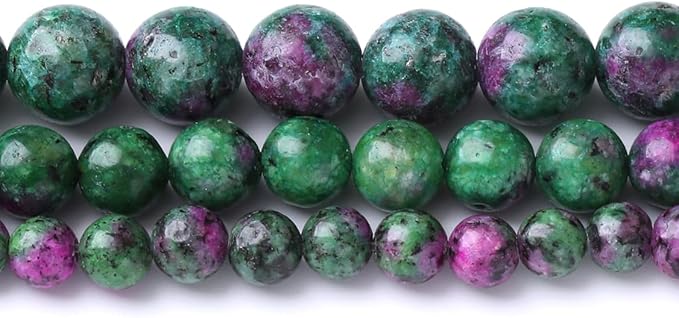 32PCS 12MM Natural Epidote Zoisite Stone Beads Round Loose Stone Beads for Jewelry Making DIY Energy Stone Healing Power Bracelet 15"