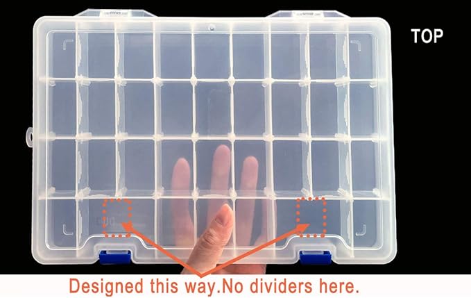 Qualsen Plastic Organizer Storage Box with Adjustable Dividers, Fishing Tackle Box and Bead Organizer Box for Jewelry, Beads, Earrings, Tools, Fishing Hooks, and Small Accessories（34 Grid x 2）