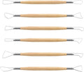 Suiwotin 6pcs Double-Sided Clay Sculpting Tools, Wooden Handle Ribbon Clay Tools, Pottery Trimming Tool, Clay Wire Loop Sculpture Set for Ceramic, Wax Carving Modeling