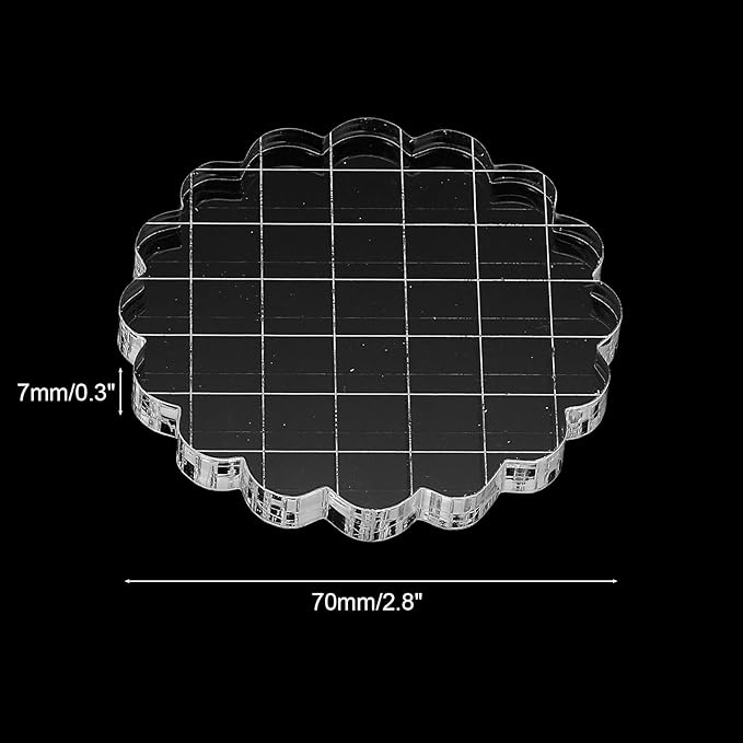 PATIKIL 2.8" Acrylic Stamp Block, 6Pcs Clear Stamping Block with Grid Lines Decorative Mounting Blocks Round for Scrapbooking DIY Crafts Card Making