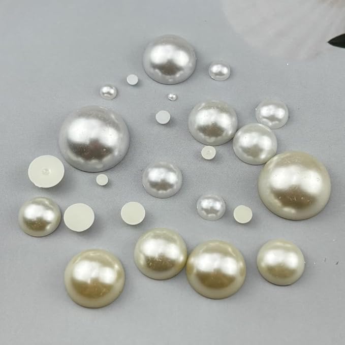 3000pcs 6mm Half Pearls for Crafts Flatback Round Half Pearl Beads for Jewelry Making Nail Art Scrapbook Craft Wedding Dress Decoration(White)