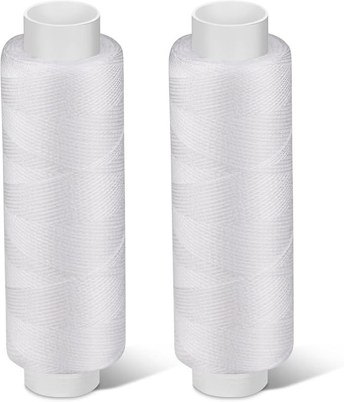 Bupete 2 Rolls White Thread for Sewing, 200 Yards Each Roll Sewing Thread, Polyester Threads for Sewing Machine Embroidery Hand Stitching